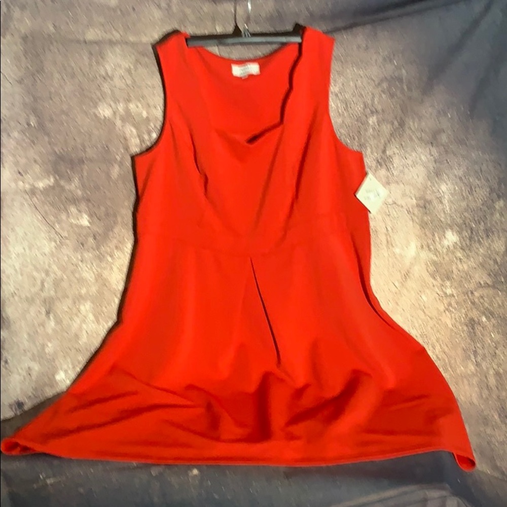 Red Dress with Scallop Neckline